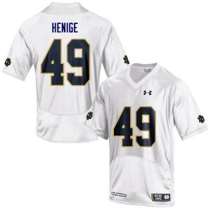 Notre Dame Fighting Irish Men's Jack Henige #49 White Under Armour Authentic Stitched College NCAA Football Jersey IXG5799ON